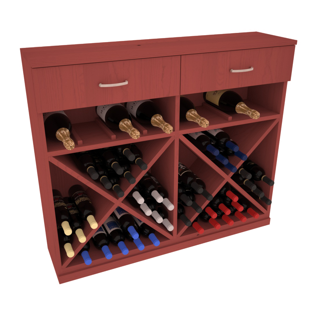 InstaCellar - 10 Column Base Cabinet in Ponderosa Pine Cherry stained without WineSafe™ Satin Sealant