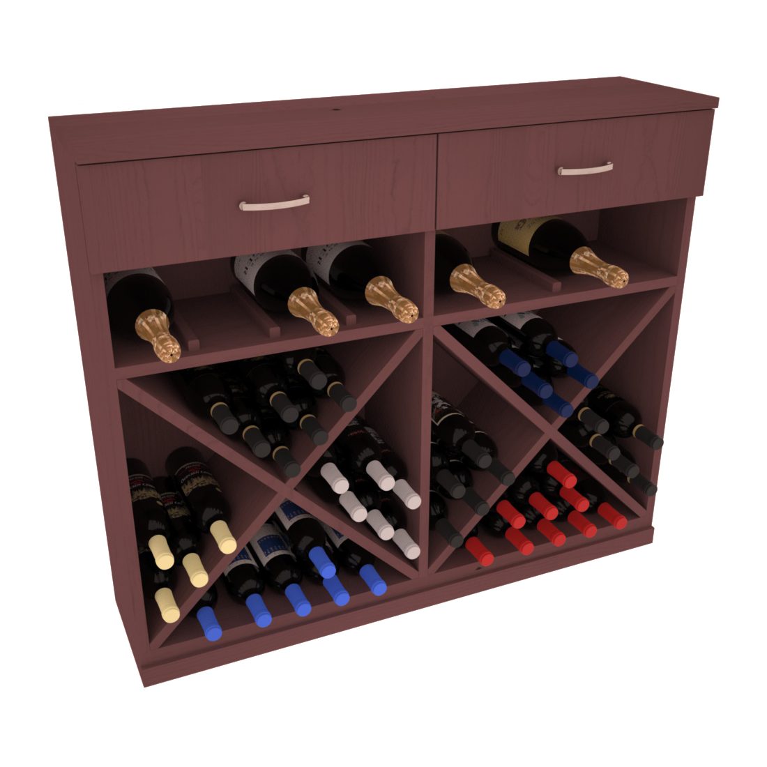 InstaCellar - 10 Column Base Cabinet in Ponderosa Pine Walnut stained without WineSafe™ Satin Sealant