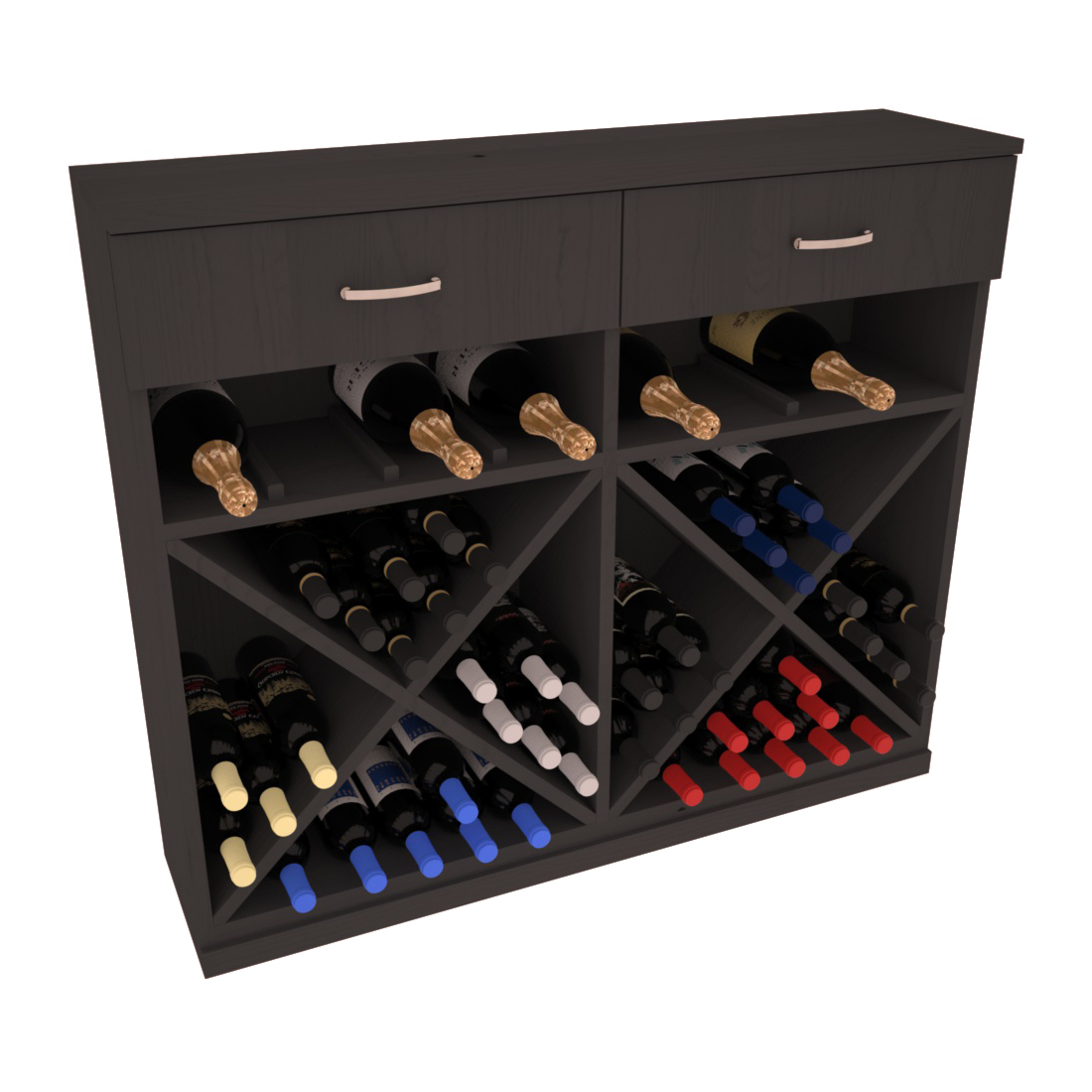 InstaCellar - 10 Column Base Cabinet in Ponderosa Pine Black stained without WineSafe™ Satin Sealant