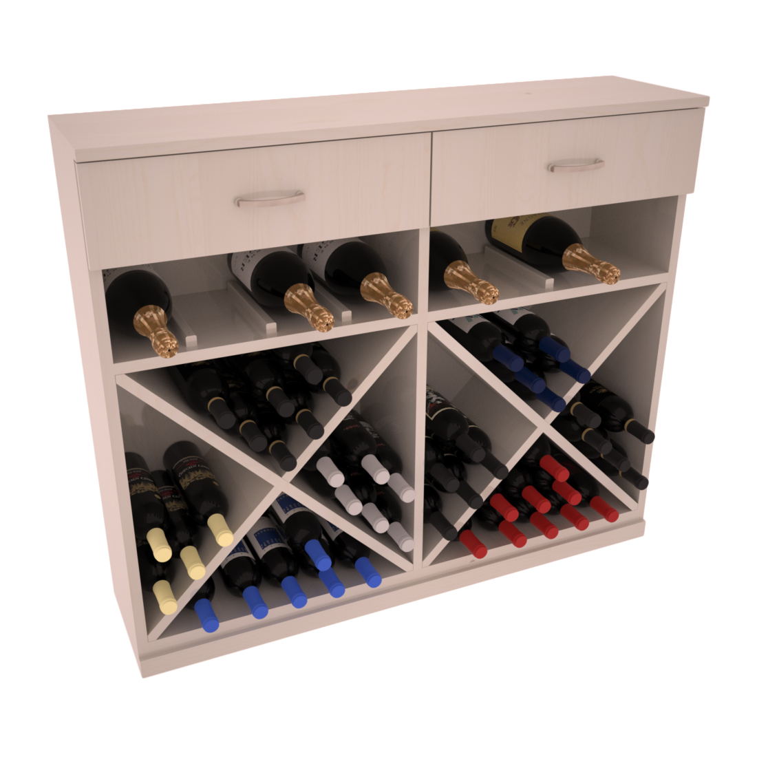 InstaCellar - 10 Column Base Cabinet in Ponderosa Pine Greywash stained with WineSafe™ Satin Sealant