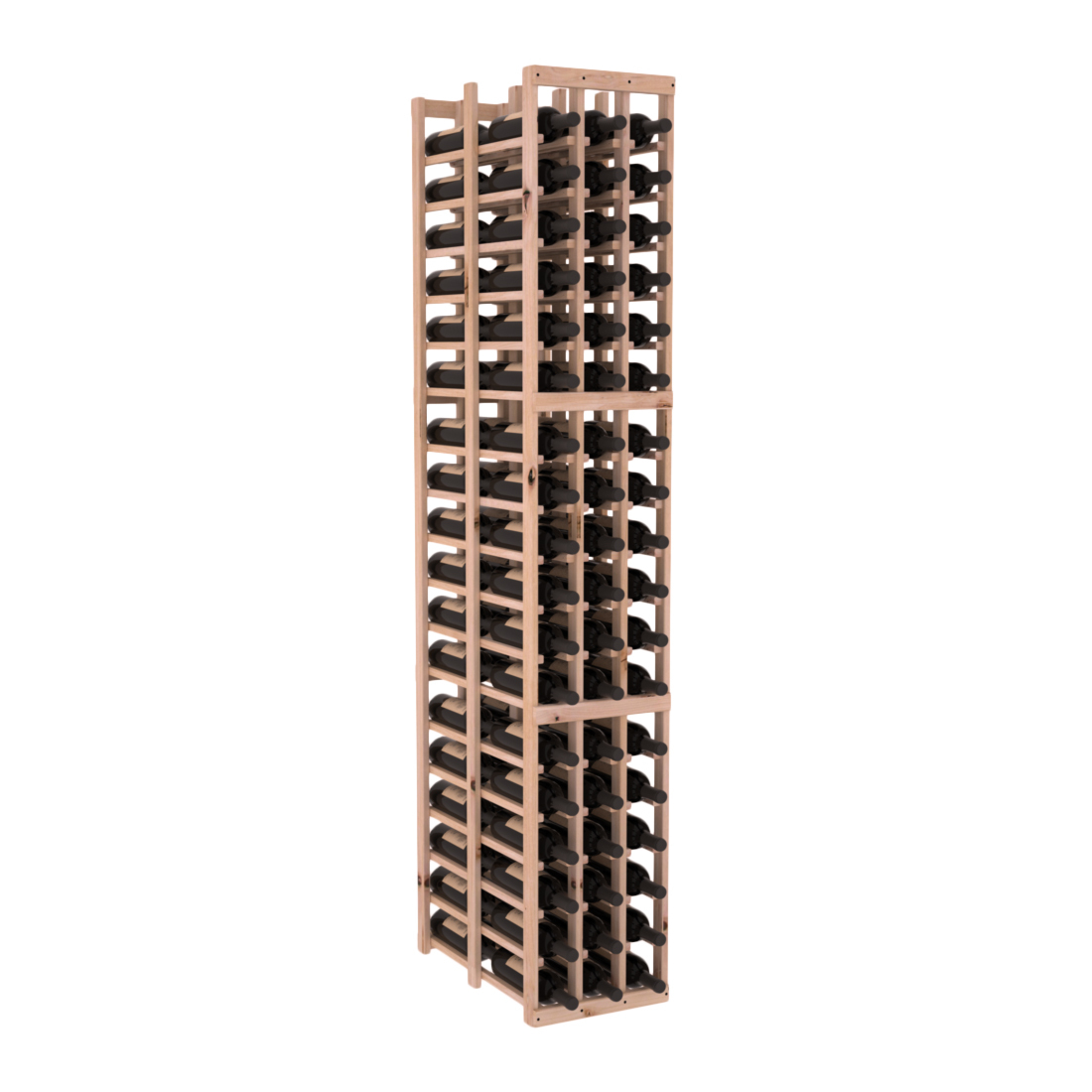 InstaCellar - 3 Column Double Deep Rack in Knotty Alder Unstained without WineSafe™ Satin Sealant