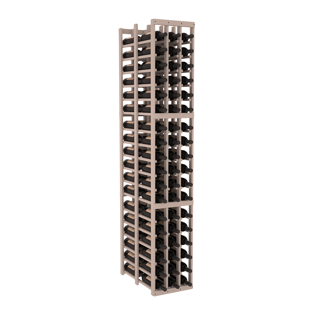 InstaCellar - 3 Column Double Deep Rack in Ponderosa Pine Greywash stained without WineSafe™ Satin Sealant