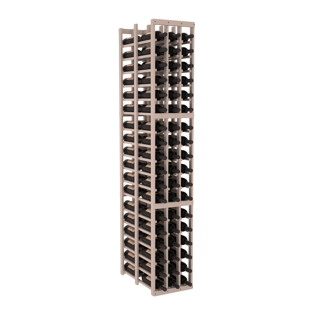 InstaCellar - 3 Column Double Deep Rack in Ponderosa Pine Greywash stained with WineSafe™ Satin Sealant