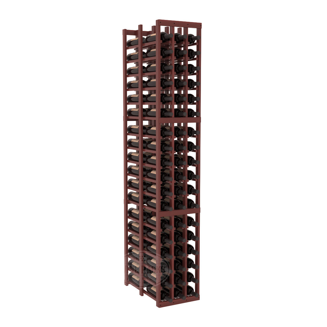 InstaCellar - 3 Column Double Deep Rack in Premium Redwood Cherry stained with WineSafe™ Satin Sealant