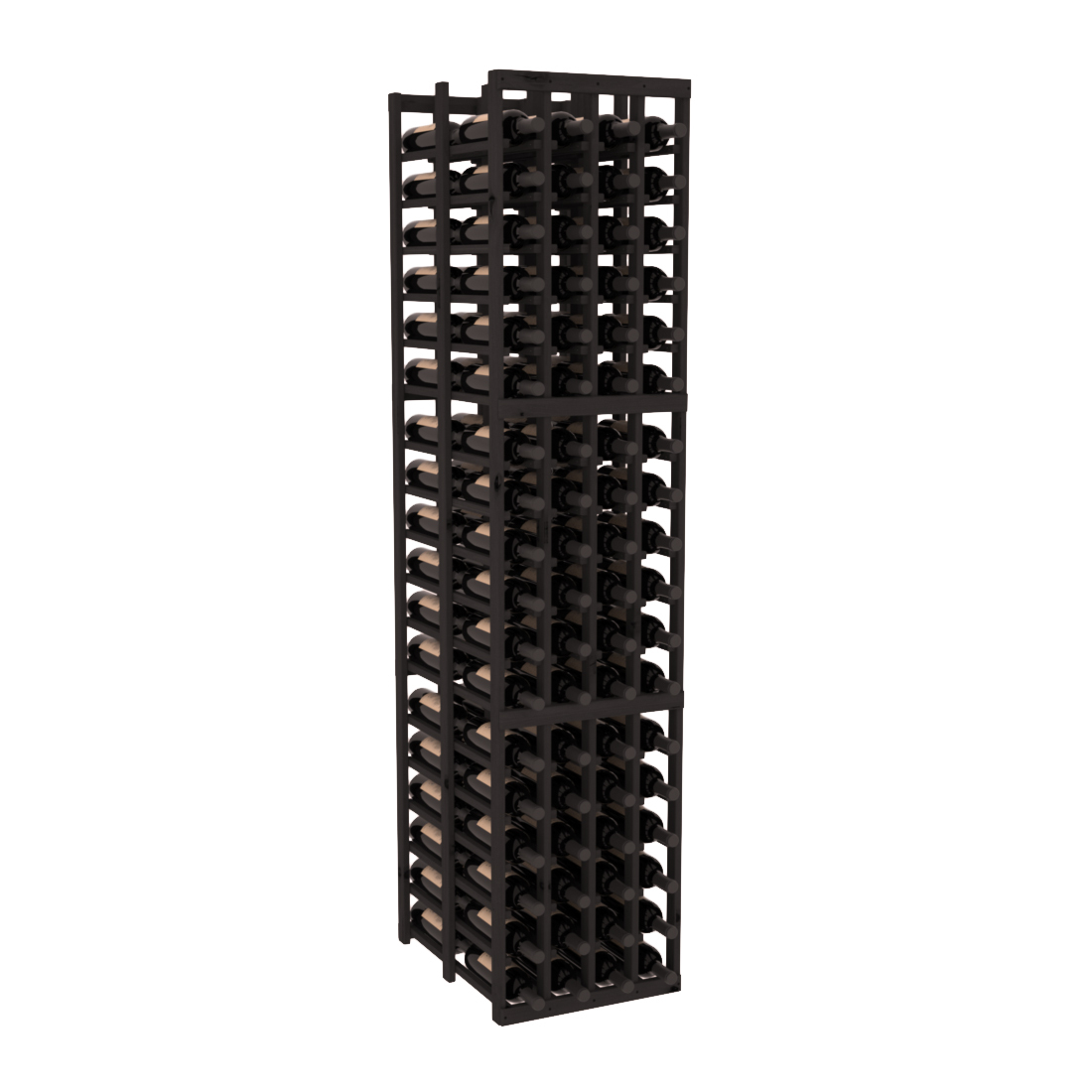 InstaCellar - 4 Column Double Deep Rack in Knotty Alder Black stained without WineSafe™ Satin Sealant