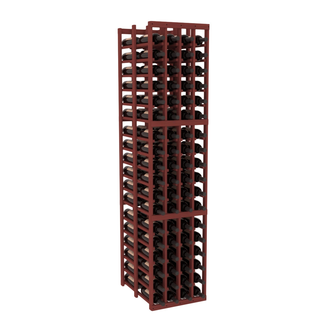 InstaCellar - 4 Column Double Deep Rack in Grand Mahogany Cherry stained without WineSafe™ Satin Sealant