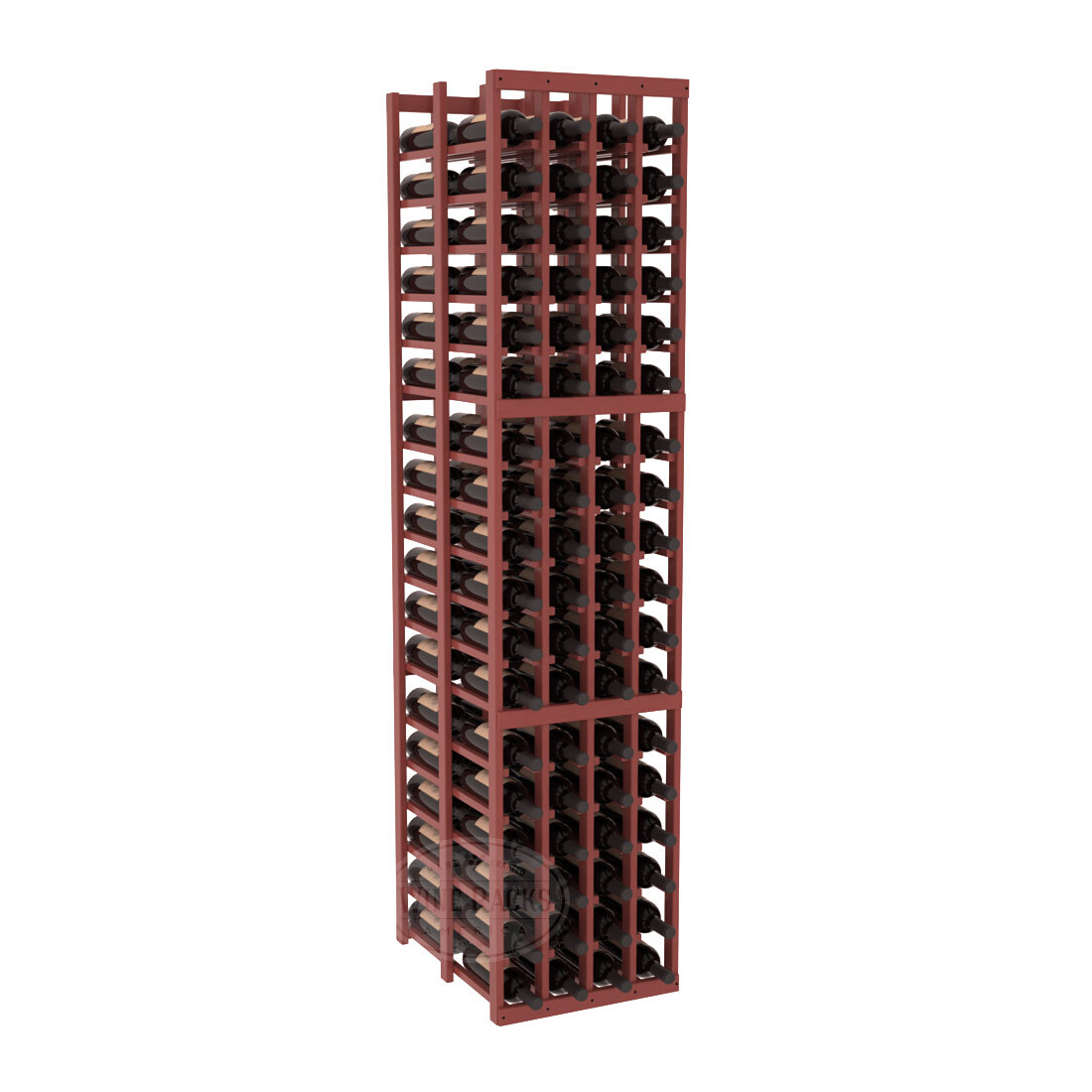 InstaCellar - 4 Column Double Deep Rack in Ponderosa Pine Cherry stained with WineSafe™ Satin Sealant