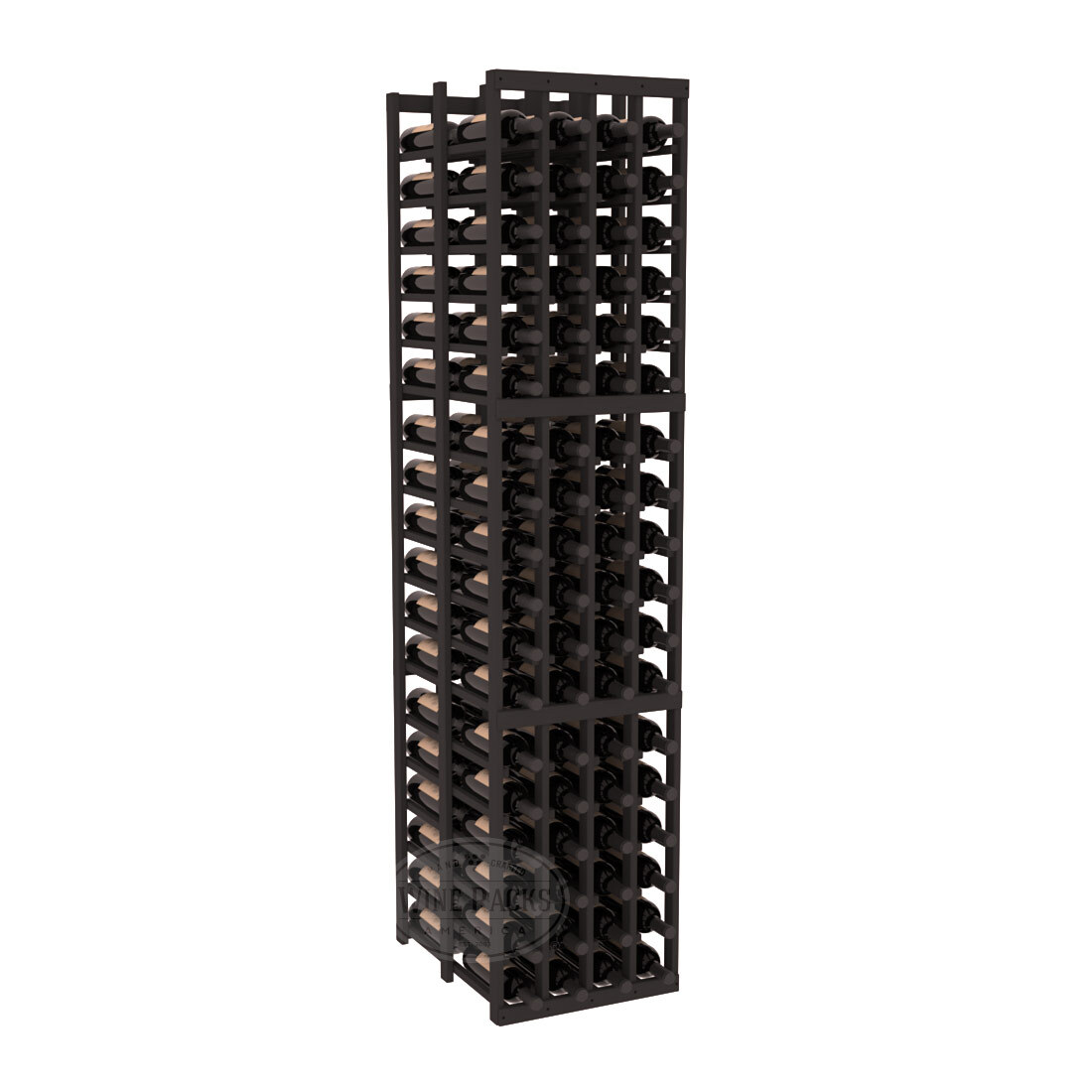 InstaCellar - 4 Column Double Deep Rack in Ponderosa Pine Black stained without WineSafe™ Satin Sealant