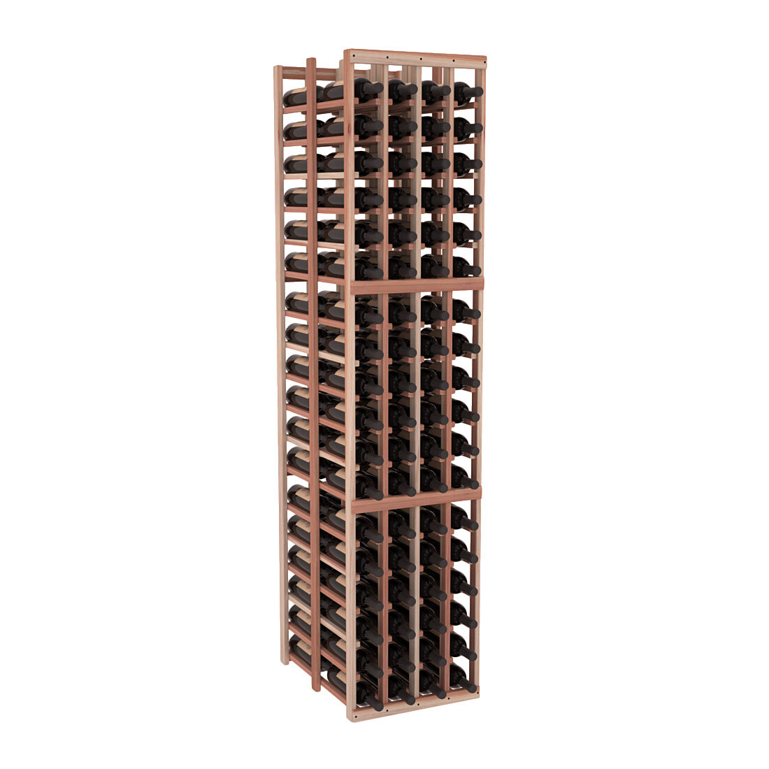 InstaCellar - 4 Column Double Deep Rack in Premium Redwood Unstained without WineSafe™ Satin Sealant