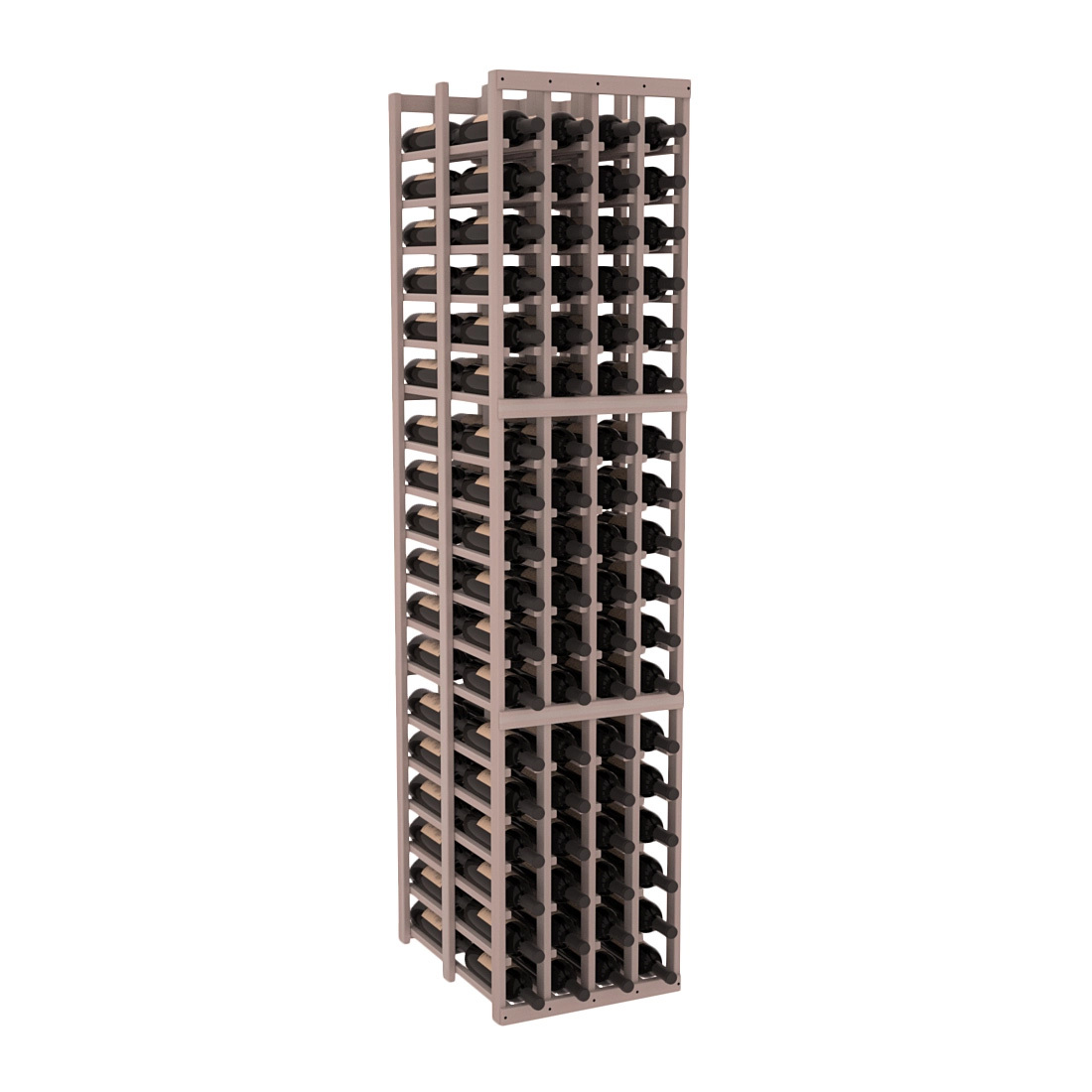 InstaCellar - 4 Column Double Deep Rack in Premium Redwood Greywash stained without WineSafe™ Satin Sealant