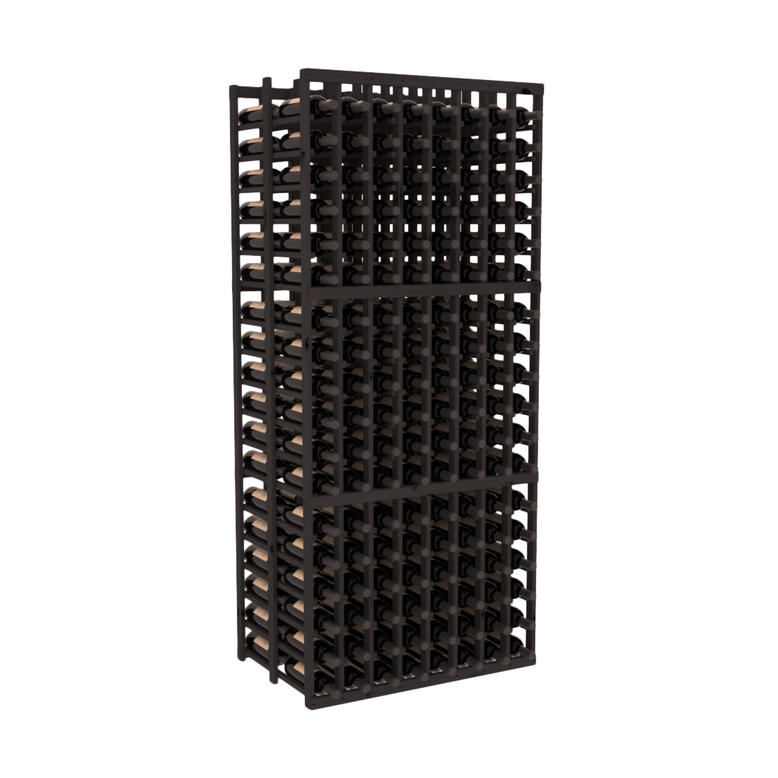 InstaCellar - 8 Column Double Deep Rack in Knotty Alder Black stained without WineSafe™ Satin Sealant