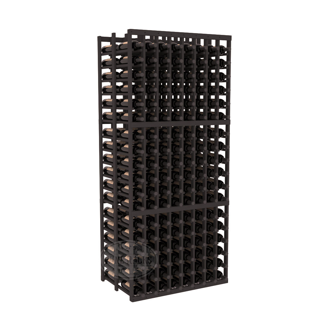 InstaCellar - 8 Column Double Deep Rack in Ponderosa Pine Black stained without WineSafe™ Satin Sealant