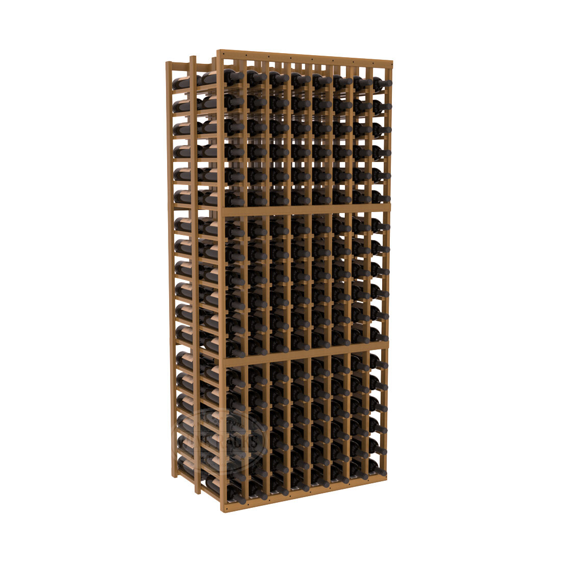 InstaCellar - 8 Column Double Deep Rack in Premium Redwood Oak stained with WineSafe™ Satin Sealant
