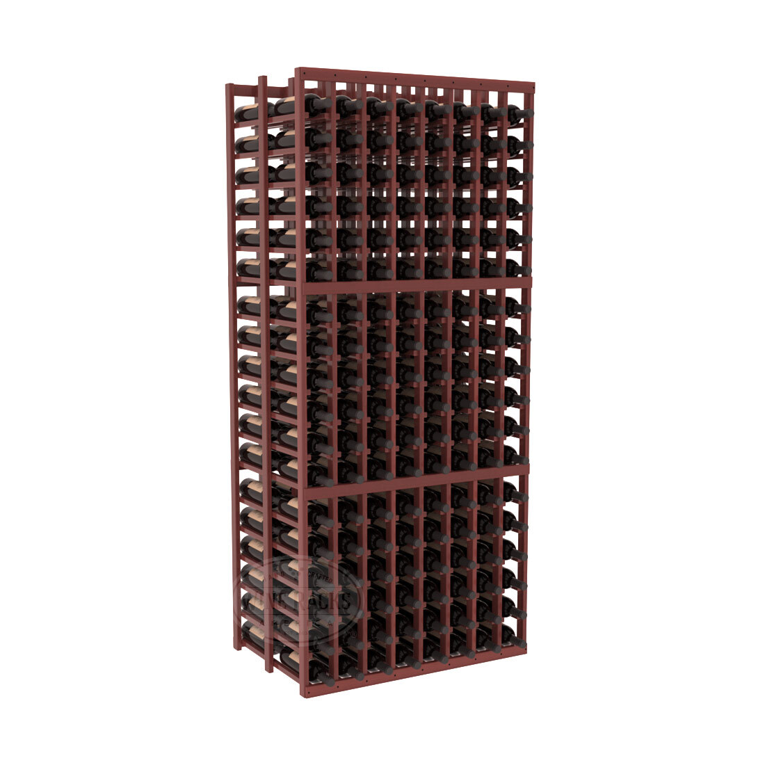 InstaCellar - 8 Column Double Deep Rack in Premium Redwood Cherry stained with WineSafe™ Satin Sealant