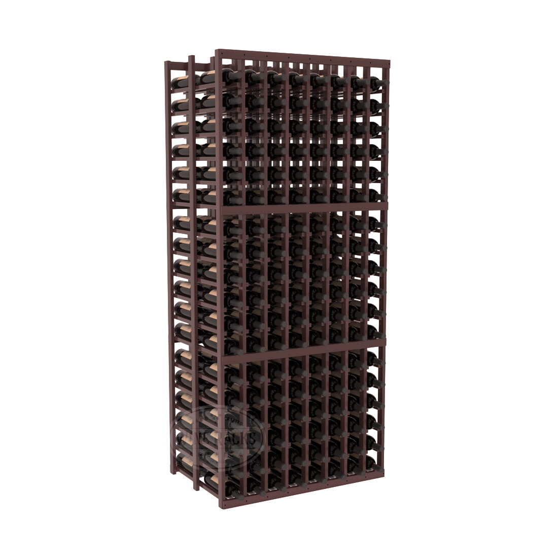 InstaCellar - 8 Column Double Deep Rack in Premium Redwood Walnut stained with WineSafe™ Satin Sealant
