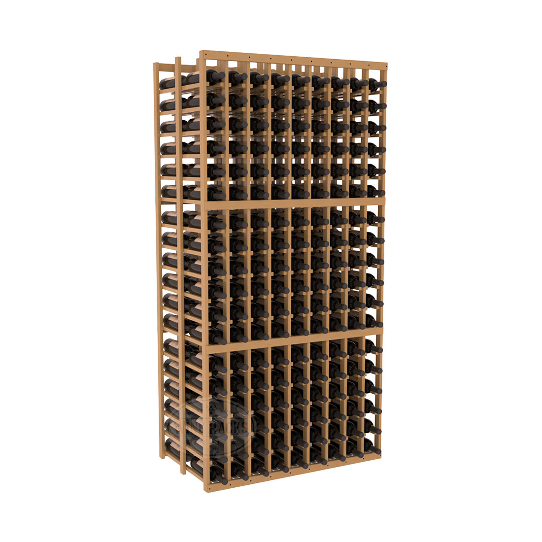 InstaCellar - 9 Column Double Deep Rack in Ponderosa Pine Oak stained with WineSafe™ Satin Sealant