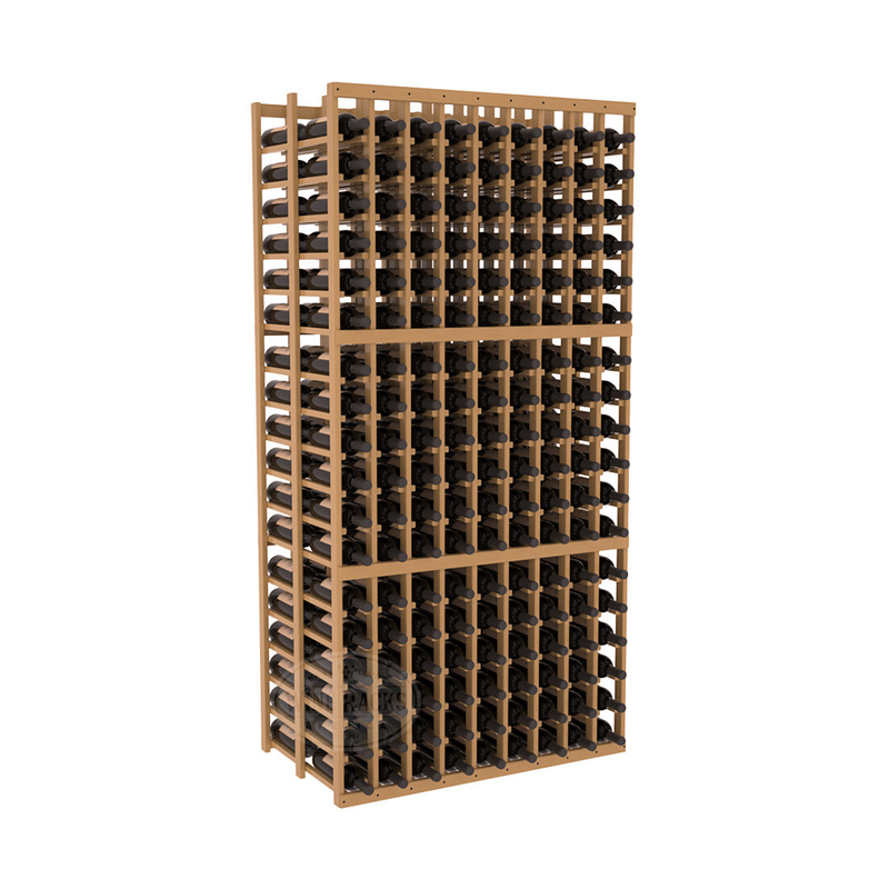 InstaCellar - 9 Column Double Deep Rack in Ponderosa Pine Oak stained with WineSafe™ Satin Sealant