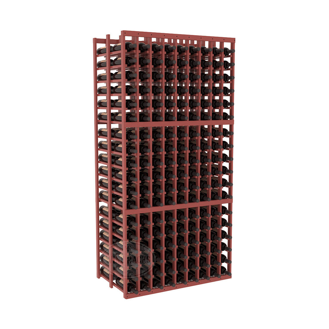 InstaCellar - 9 Column Double Deep Rack in Ponderosa Pine Cherry stained with WineSafe™ Satin Sealant