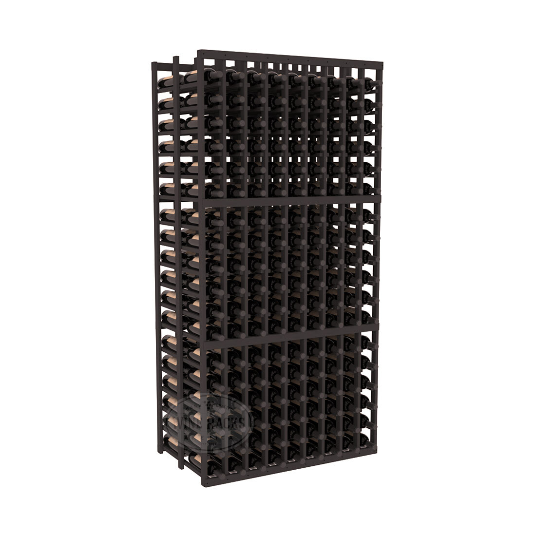 InstaCellar - 9 Column Double Deep Rack in Ponderosa Pine Black stained without WineSafe™ Satin Sealant