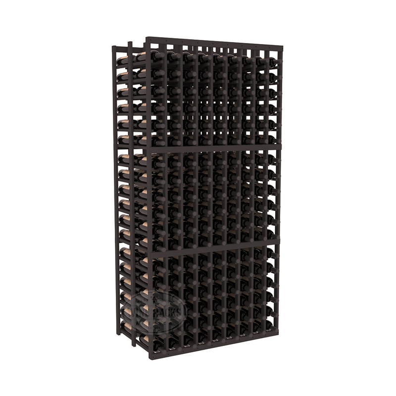 InstaCellar - 9 Column Double Deep Rack in Ponderosa Pine Black stained without WineSafe™ Satin Sealant