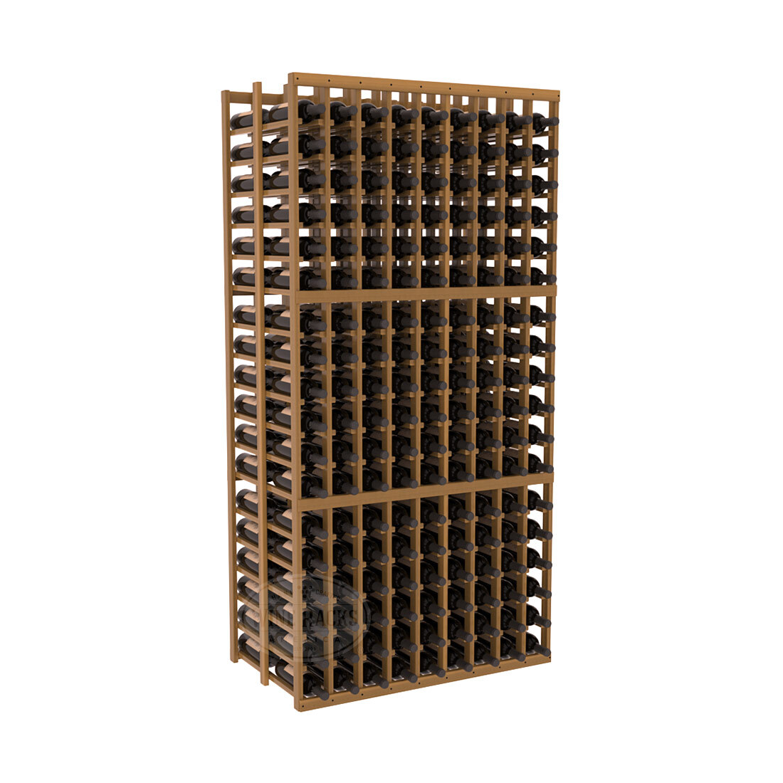 InstaCellar - 9 Column Double Deep Rack in Premium Redwood Oak stained with WineSafe™ Satin Sealant