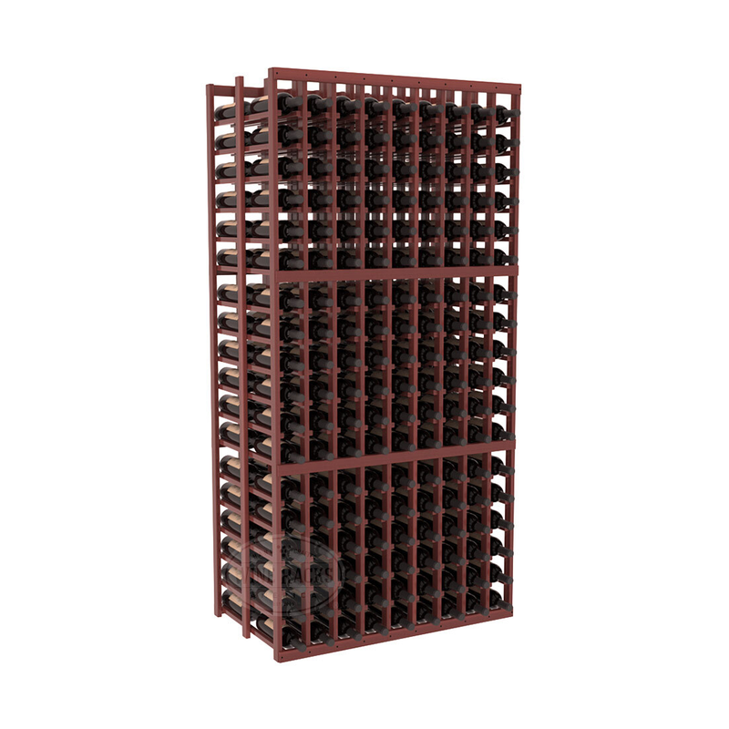 InstaCellar - 9 Column Double Deep Rack in Premium Redwood Cherry stained with WineSafe™ Satin Sealant