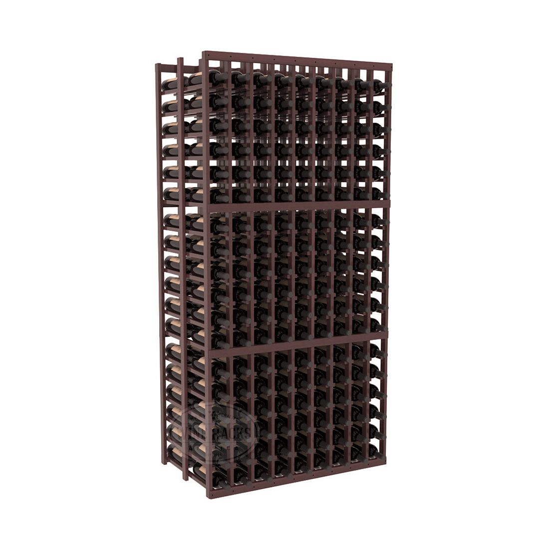InstaCellar - 9 Column Double Deep Rack in Premium Redwood Walnut stained with WineSafe™ Satin Sealant