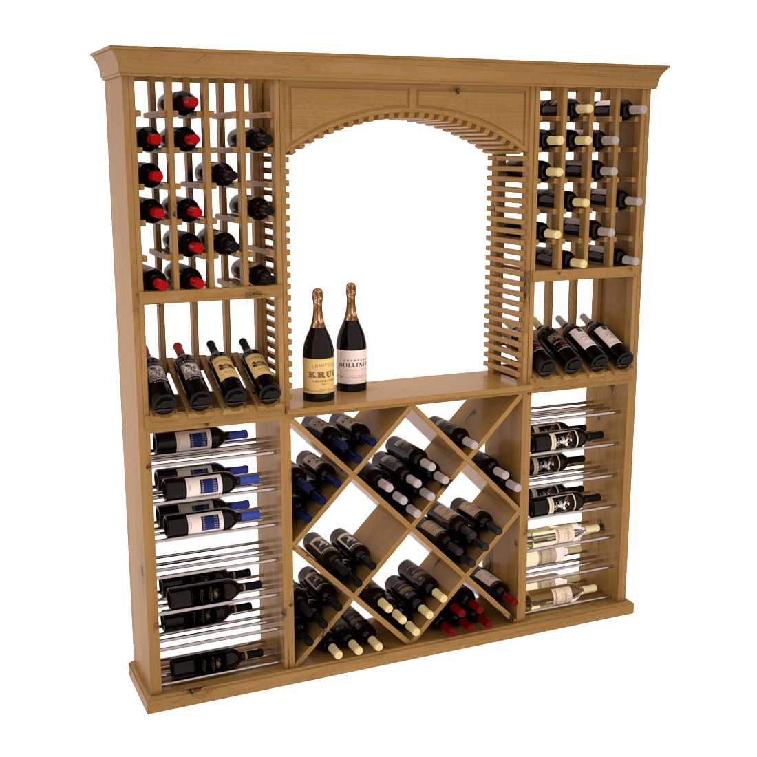 InstaCellar - Arezzo Wine Cellar Kit in Knotty Alder Oak stained with WineSafe™ Satin Sealant
