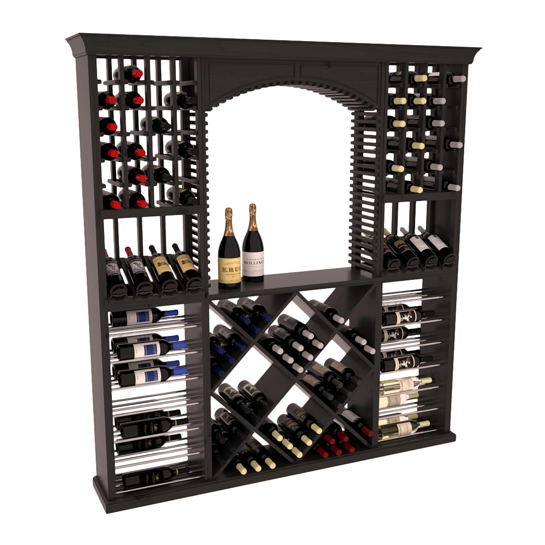 InstaCellar - Arezzo Wine Cellar Kit in Knotty Alder Black stained with WineSafe™ Satin Sealant