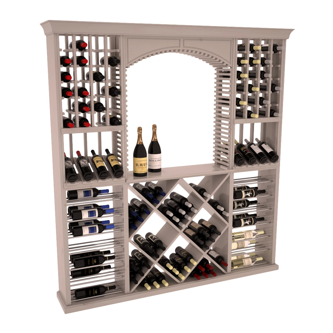 InstaCellar - Arezzo Wine Cellar Kit in Knotty Alder Greywash stained with WineSafe™ Satin Sealant