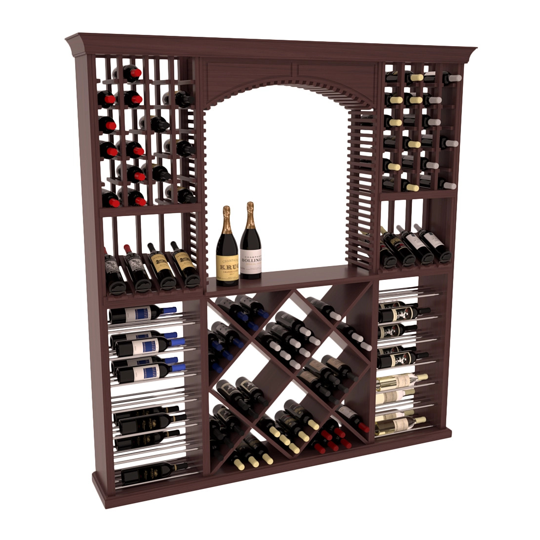 InstaCellar - Arezzo Wine Cellar Kit in Grand Mahogany Walnut stained with WineSafe™ Satin Sealant
