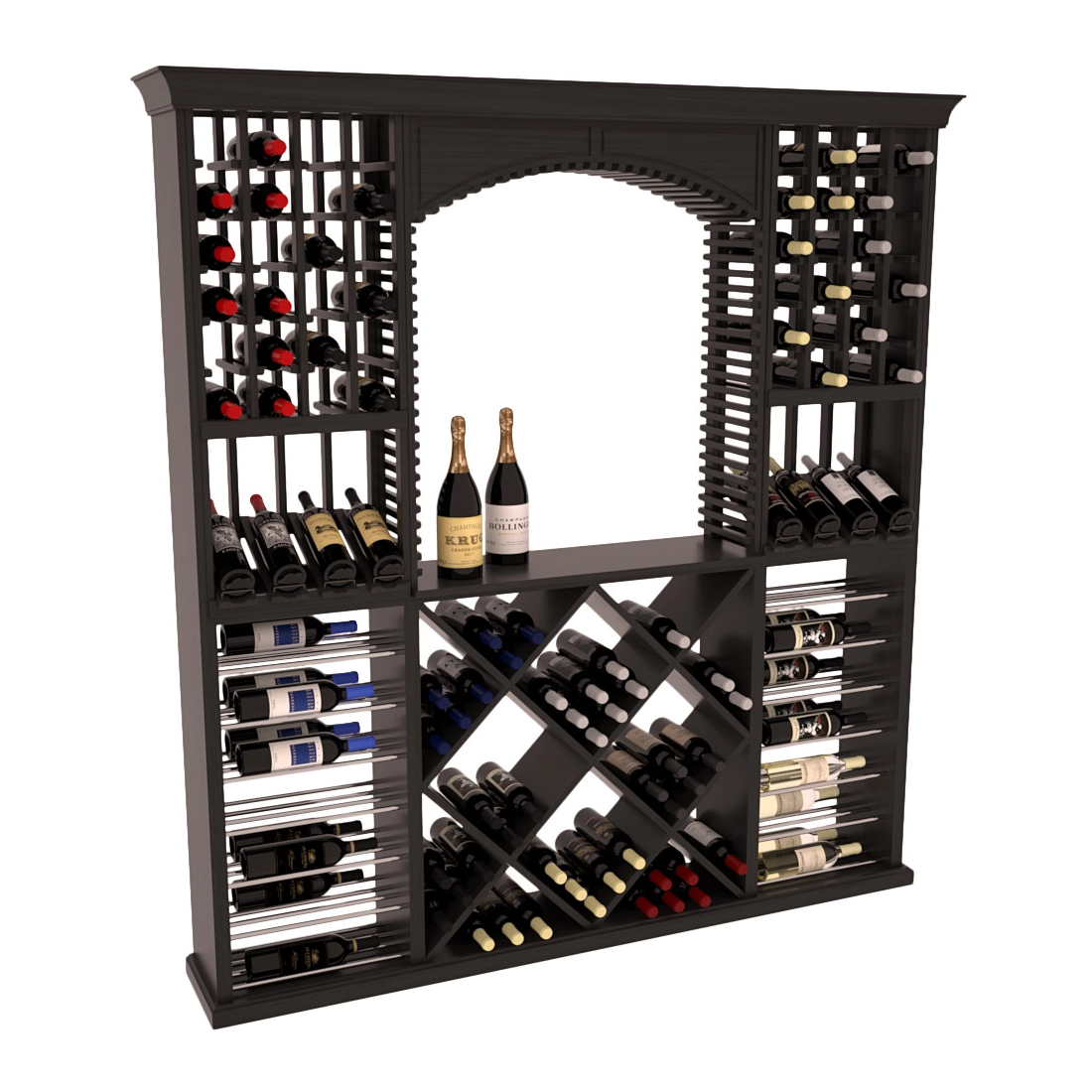 InstaCellar - Arezzo Wine Cellar Kit in Grand Mahogany Black stained with WineSafe™ Satin Sealant
