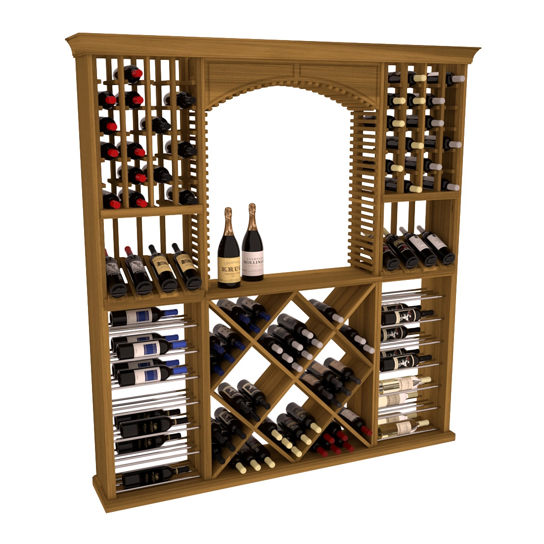 InstaCellar - Arezzo Wine Cellar Kit in Premium Redwood Oak stained without WineSafe™ Satin Sealant