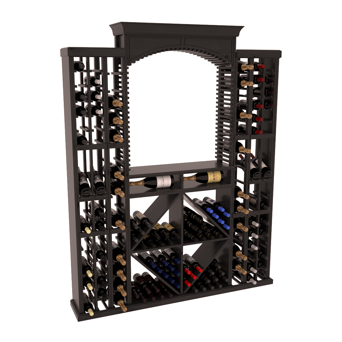 InstaCellar - Lucca Wine Cellar Kit in Knotty Alder Black stained with WineSafe™ Satin Sealant