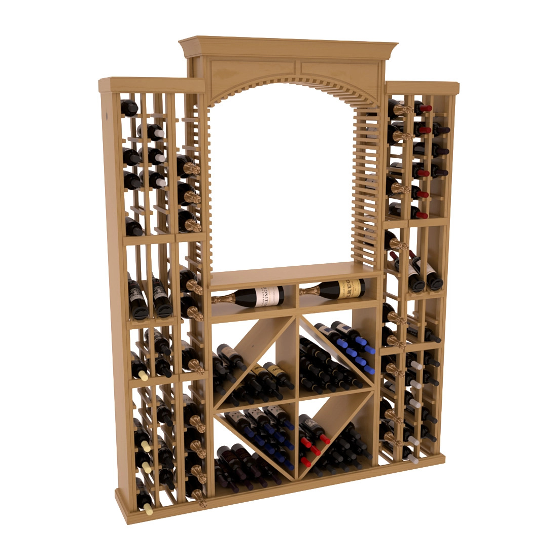 InstaCellar - Lucca Wine Cellar Kit in Ponderosa Pine Oak stained with WineSafe™ Satin Sealant
