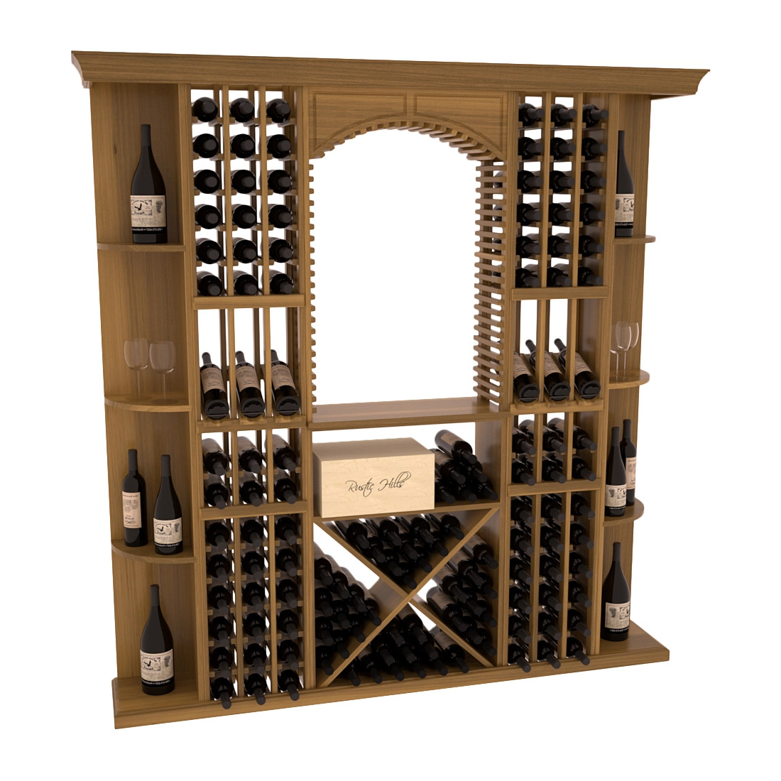 InstaCellar - Siena Wine Cellar Kit in Premium Redwood Oak stained with WineSafe™ Satin Sealant