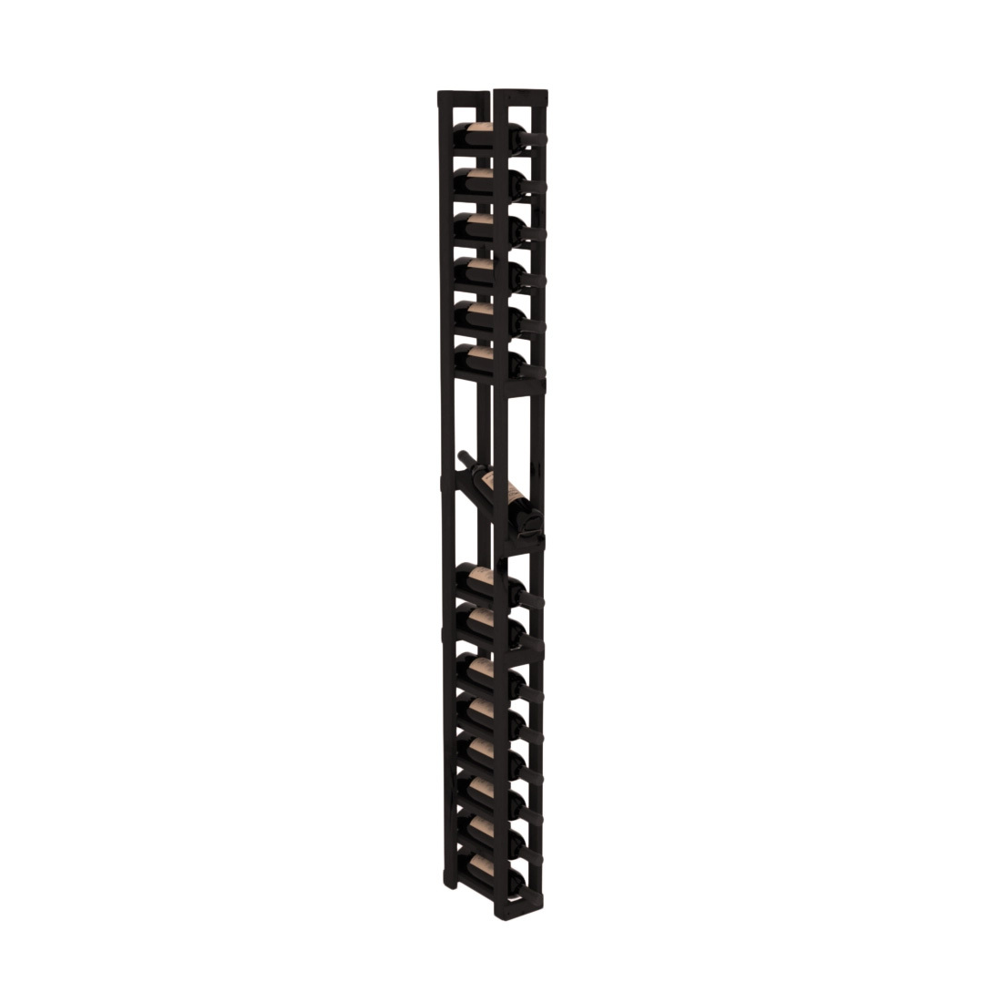 InstaCellar - 1 Column Display Row Rack in Knotty Alder Black stained without WineSafe™ Satin Sealant