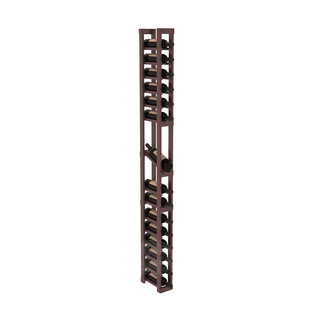 InstaCellar - 1 Column Display Row Rack in Ponderosa Pine Walnut stained with WineSafe™ Satin Sealant