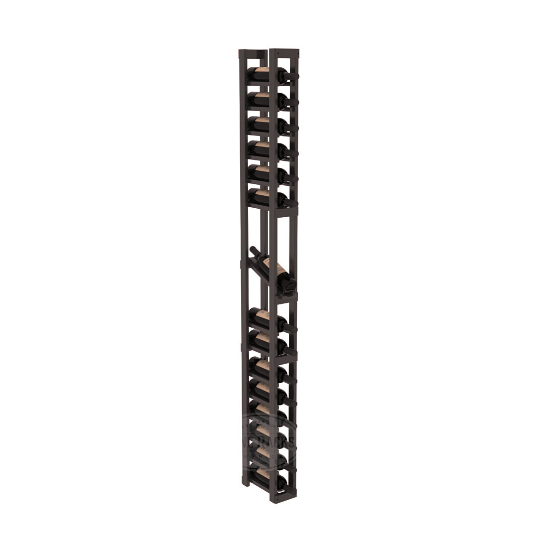 InstaCellar - 1 Column Display Row Rack in Ponderosa Pine Black stained with WineSafe™ Satin Sealant