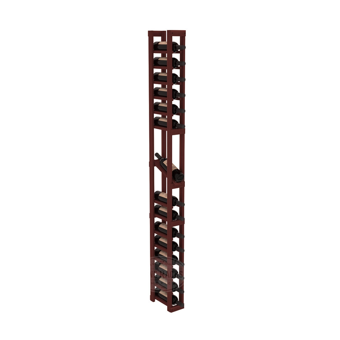 InstaCellar - 1 Column Display Row Rack in Premium Redwood Cherry stained without WineSafe™ Satin Sealant