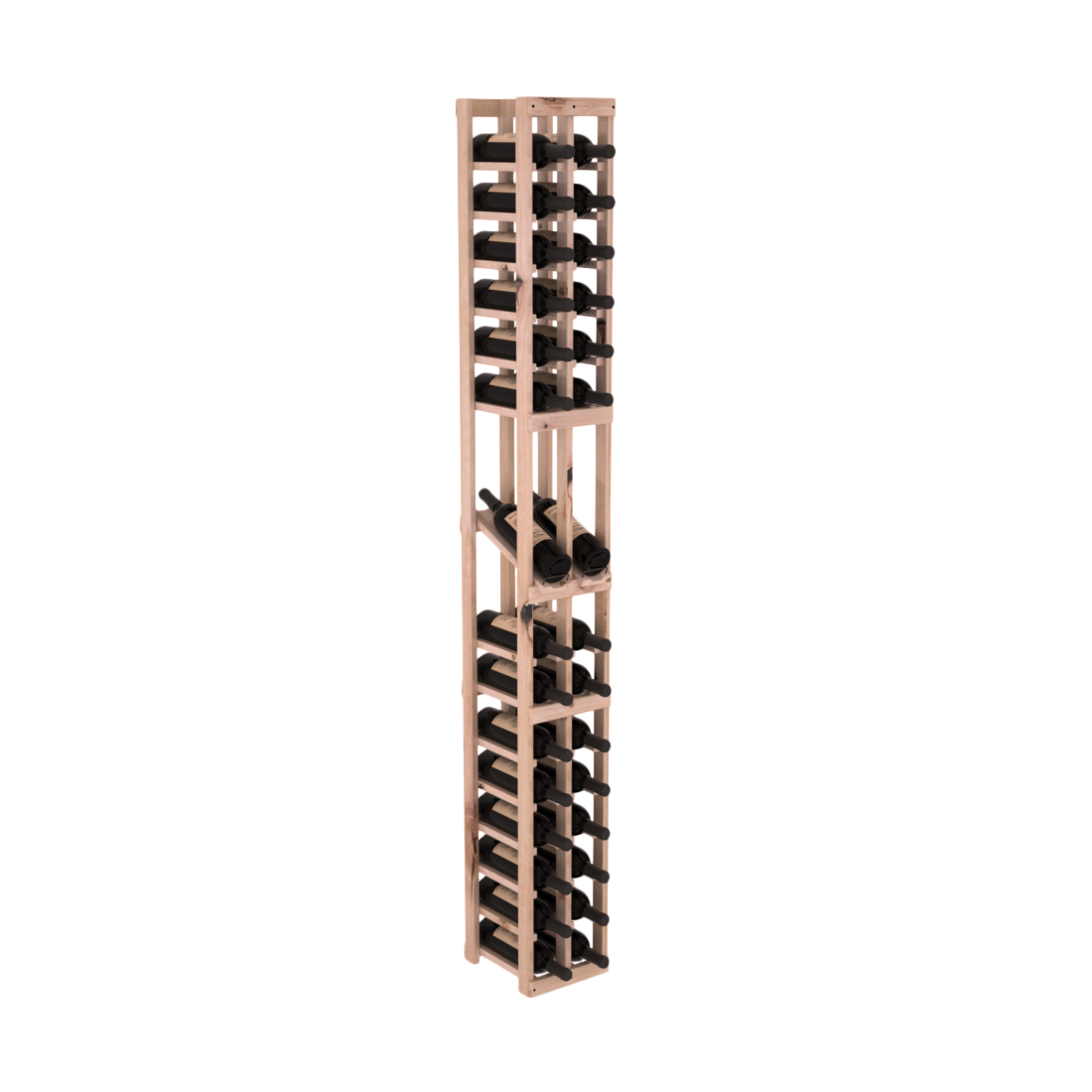 InstaCellar - 2 Column Display Row Rack in Knotty Alder Unstained with WineSafe™ Satin Sealant