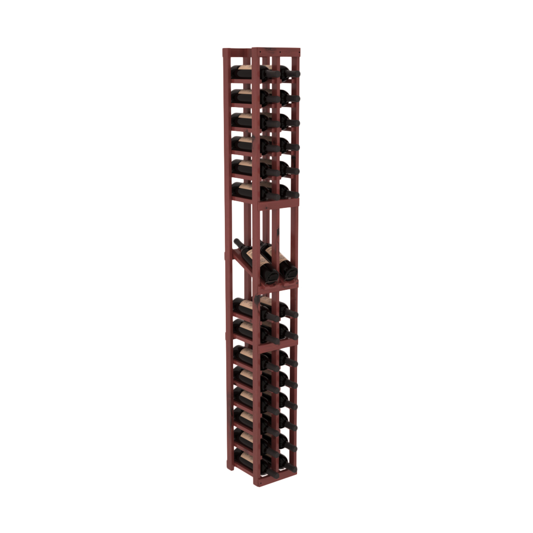 InstaCellar - 2 Column Display Row Rack in Knotty Alder Cherry stained with WineSafe™ Satin Sealant