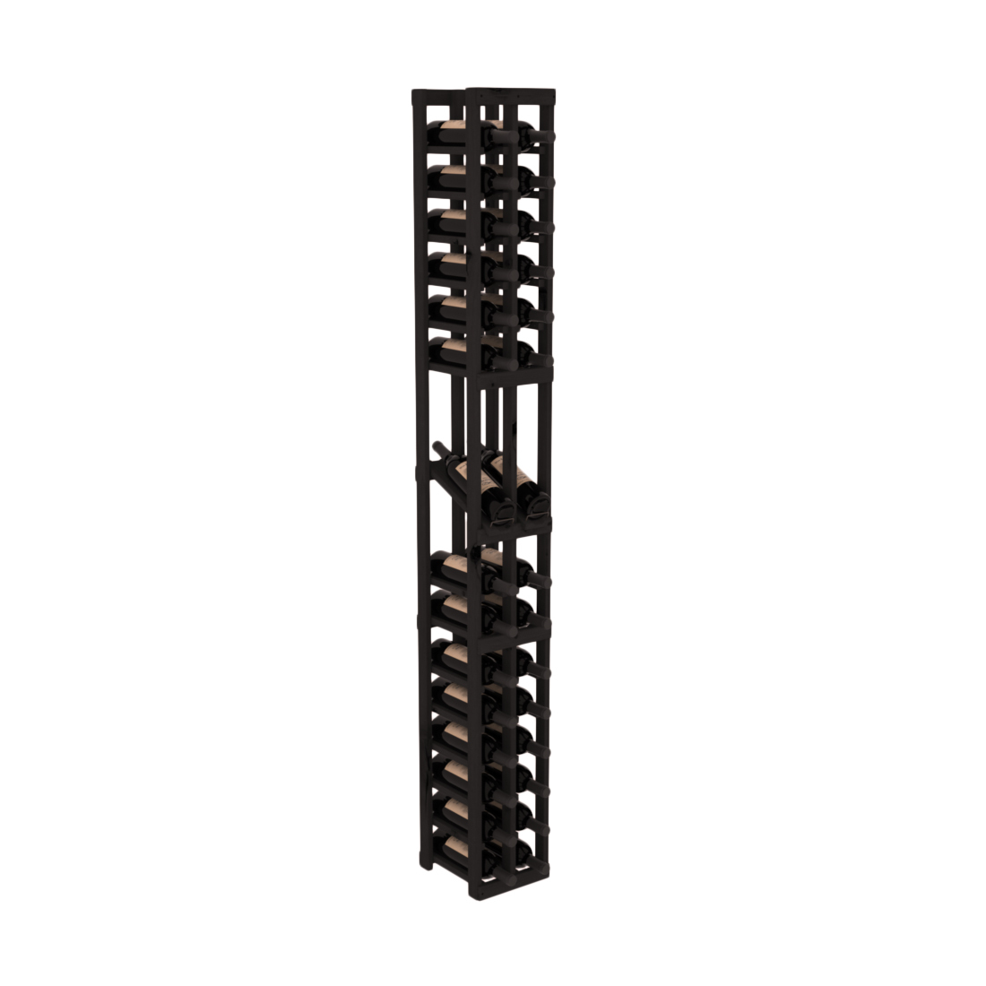 InstaCellar - 2 Column Display Row Rack in Knotty Alder Black stained without WineSafe™ Satin Sealant