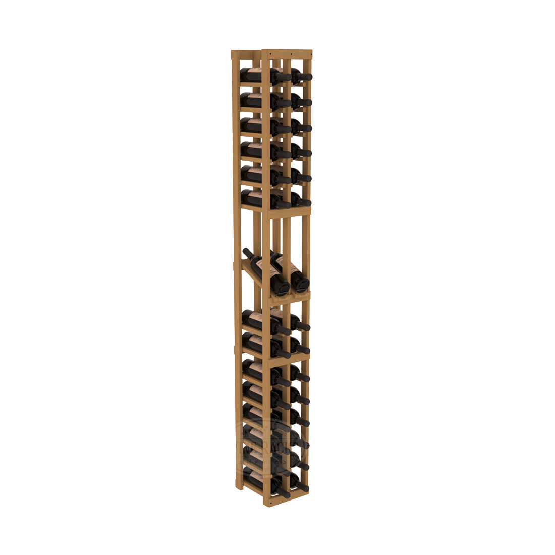 InstaCellar - 2 Column Display Row Rack in Ponderosa Pine Oak stained without WineSafe™ Satin Sealant