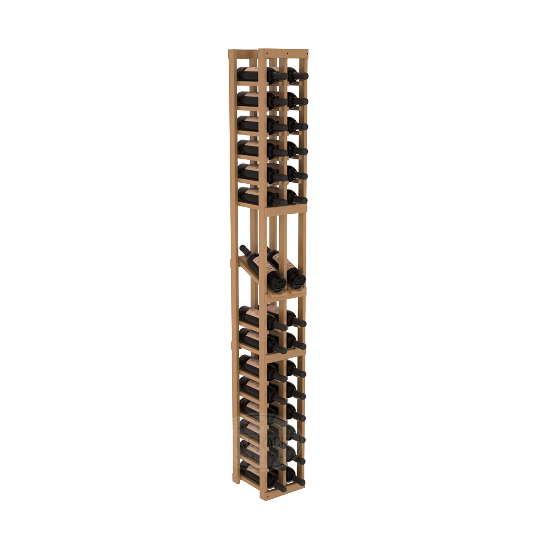 InstaCellar - 2 Column Display Row Rack in Ponderosa Pine Oak stained with WineSafe™ Satin Sealant