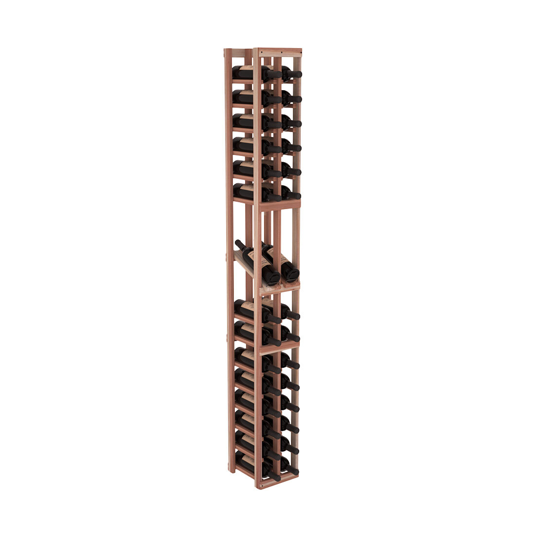 InstaCellar - 2 Column Display Row Rack in Premium Redwood Unstained with WineSafe™ Satin Sealant