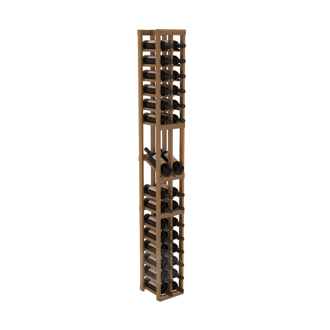 InstaCellar - 2 Column Display Row Rack in Premium Redwood Oak stained with WineSafe™ Satin Sealant