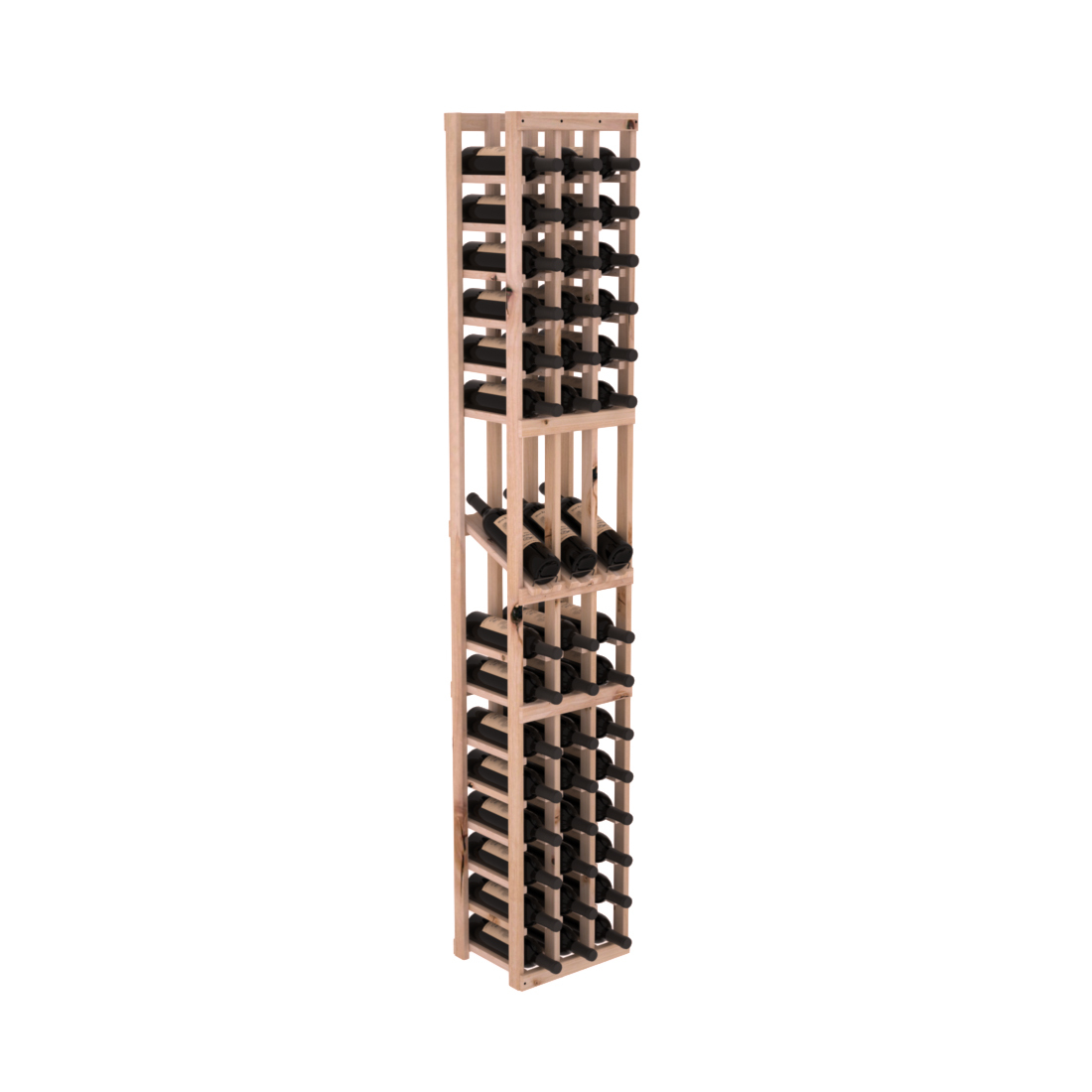InstaCellar - 3 Column Display Row Rack in Knotty Alder Unstained without WineSafe™ Satin Sealant