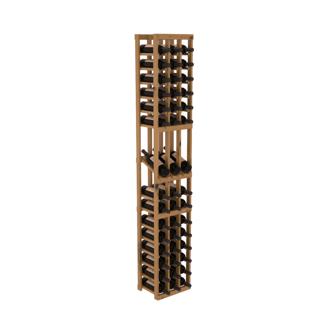 InstaCellar - 3 Column Display Row Rack in Knotty Alder Oak stained with WineSafe™ Satin Sealant