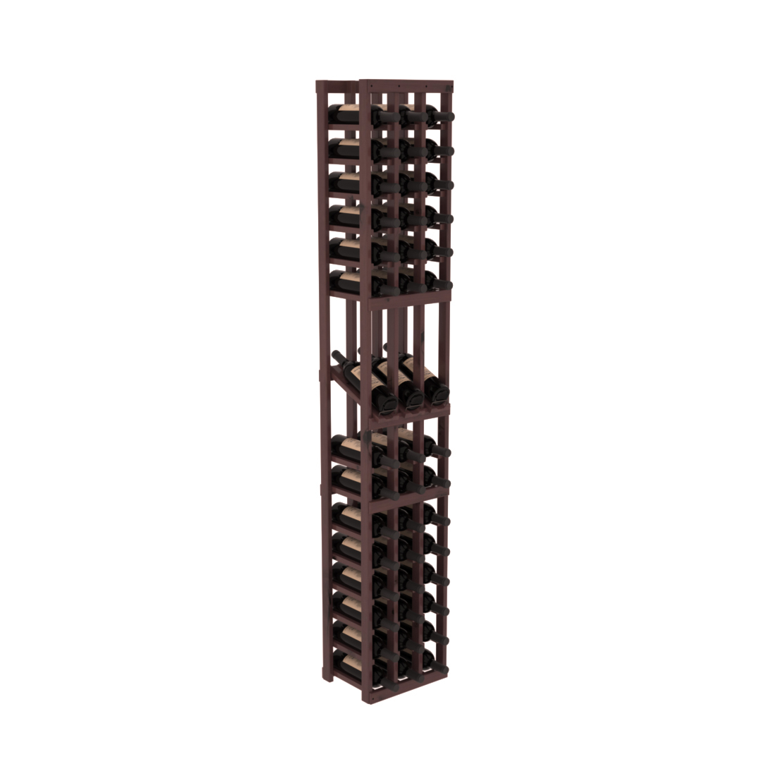 InstaCellar - 3 Column Display Row Rack in Knotty Alder Walnut stained with WineSafe™ Satin Sealant